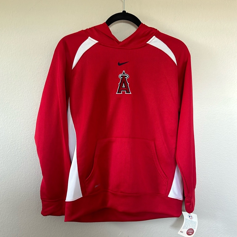 Nike Anaheim Angels Red Hooded Pullover FitDry Sweatshirt